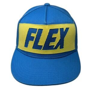 Logic 5 Panel Blue Yellow OSFM Snapback Hat FLEX Patch Flat Brim Graphic Logo